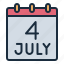 calendar, usa, united states of america, 4th july, independence day 