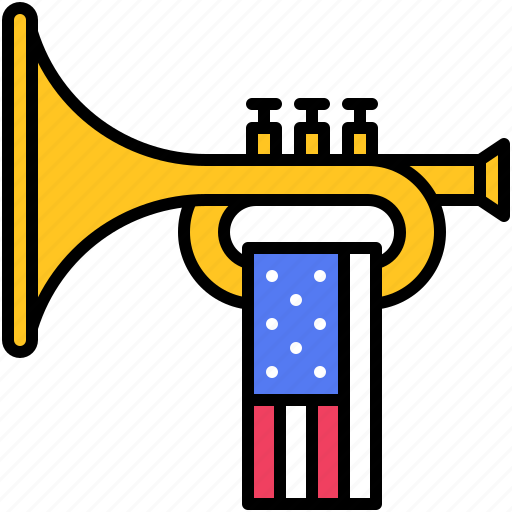 July, independence, ceremony, celebrate, america, trumpet, music icon - Download on Iconfinder