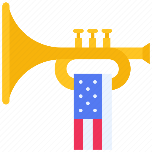 July, independence, ceremony, celebrate, america, trumpet icon - Download on Iconfinder