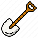 shovel, equipment, dig, tool, spade, archeology, bury