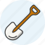 shovel, equipment, dig, tool, spade, archeology, bury 