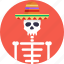 day of the dead, mexican, hat, skeleton, skull 