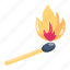 match, matchstick, burning stick, flame stick, fire stick 