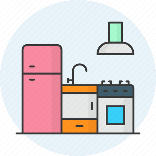 Kitchen, cabinets, sink, cooker, furniture, fridge icon - Download on Iconfinder