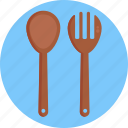 salad, spoon, fork, cutlery