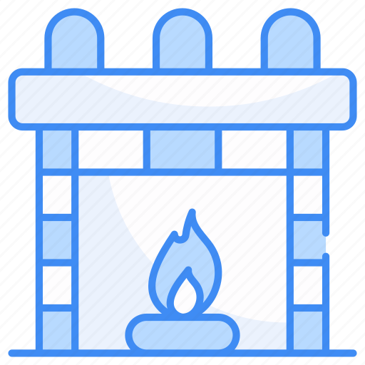 Fireplace, fire, winter, chimney, warm, christmas, flame icon - Download on Iconfinder