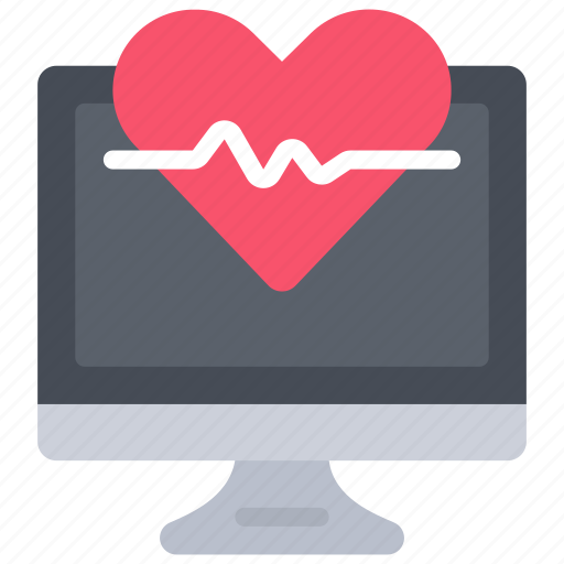 Computer, e, health, tech, iot, heart, monitor icon - Download on Iconfinder