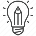 inspiration, bulb, pen, idea, light, project