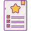 checklist, document, guideline, star 