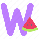 alphabet, letter, character, uppercase, w, watermelon