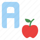 a, capital, letter, alphabet, apple