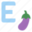 e, capital, letter, alphabet, eggplant 