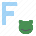 f, capital, letter, alphabet, frog