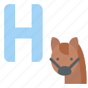 h, capital, letter, alphabet, horse