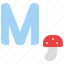 m, capital, letter, alphabet, mushroom