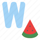w, capital, letter, alphabet, watermelon