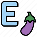 e, capital, letter, alphabet, eggplant