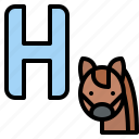 h, capital, letter, alphabet, horse