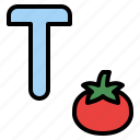 t, capital, letter, alphabet, tomato