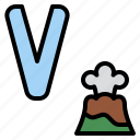 v, capital, letter, alphabet, volcano