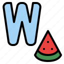 w, capital, letter, alphabet, watermelon