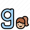 g, lowercase, girl, letter, alphabet