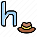 h, lowercase, hat, letter, alphabet