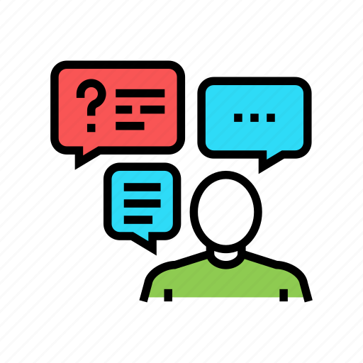 Questions, about, discussion, me, answers, presentation icon - Download on Iconfinder