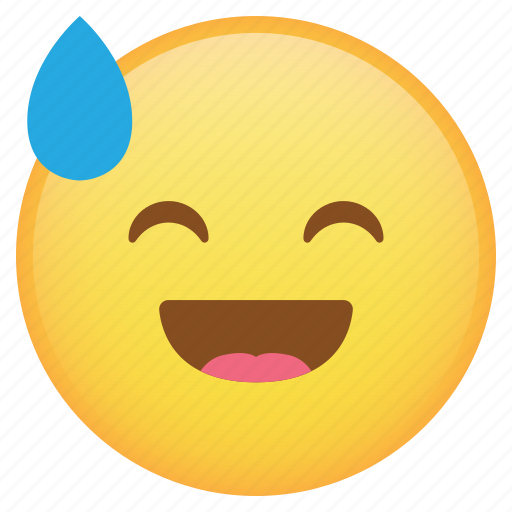 Drop, emoji, emoticon, happy, laugh, smiley, sweat icon - Download on Iconfinder
