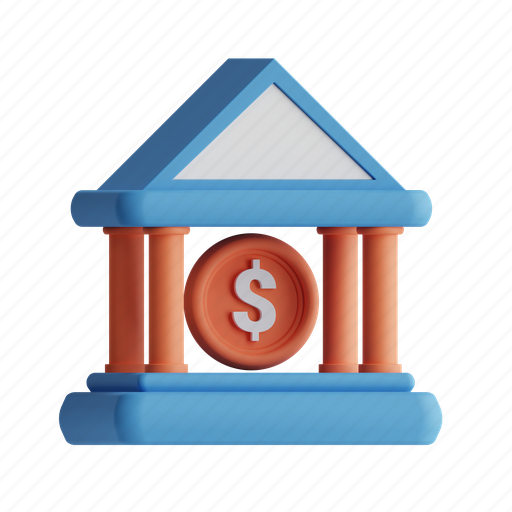 Bank, bank account, money, dollar 3D illustration - Download on Iconfinder