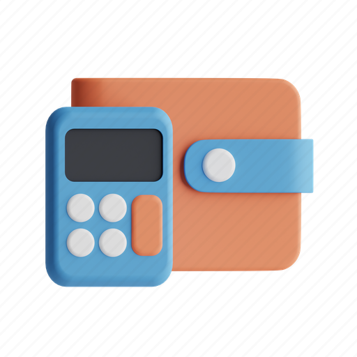 Budget, wallet, payment, calculator 3D illustration - Download on Iconfinder
