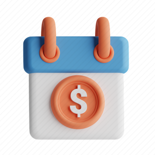 Calender, money, calendar, coin, dollar 3D illustration - Download on Iconfinder