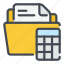 accounting, document, file, folder, calculator 