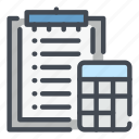 clipboard, checklist, report, calculator, calculation, accounting