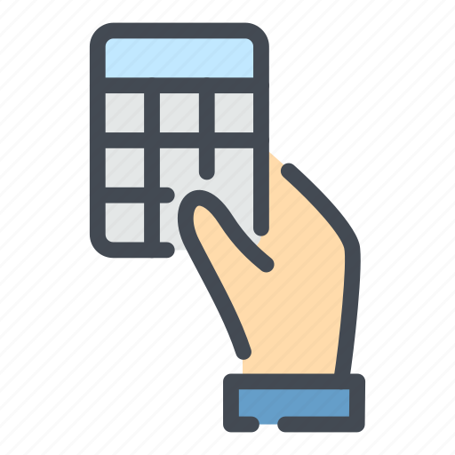 Calculator, calc, hand, hold, calculation, accounting icon - Download on Iconfinder