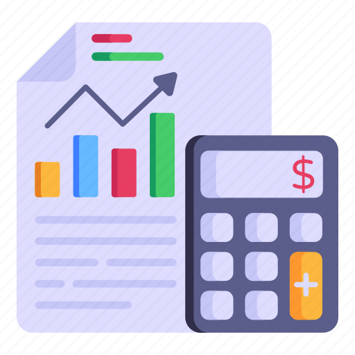Budget calculation, tax calculation, business calculation, accounting, business report icon - Download on Iconfinder