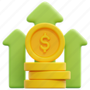 revenue, accounting, growth, income, currency, coin, finance, 3d