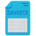 invoice, accounting, bill, spreadsheet, payment, finance, report, 3d