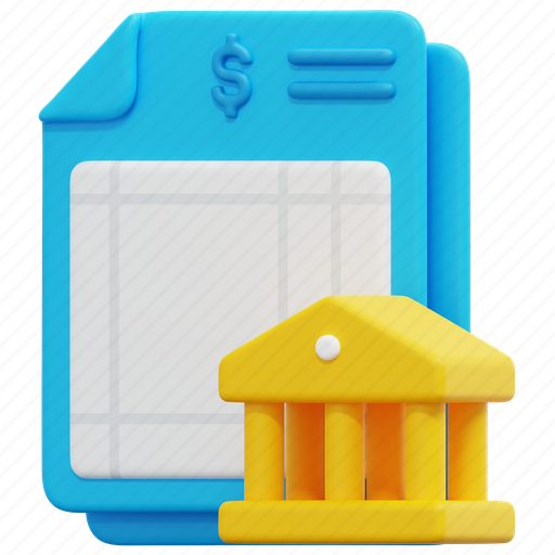 Bank, statement, accounting, spreadsheet, report, documents, 3d icon - Download on Iconfinder