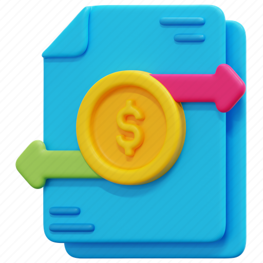 Transaction, accounting, transfer, documents, money, arrows, coin icon - Download on Iconfinder