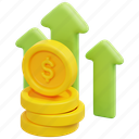 revenue, accounting, growth, income, coin, currency, finance, 3d