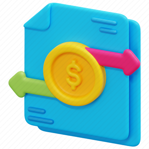 Transaction, accounting, transfer, documents, coin, money, arrows icon - Download on Iconfinder