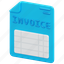 invoice, accounting, bill, spreadsheet, report, payment, finance, 3d 