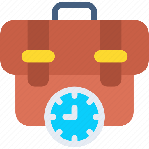 Briefcase, work, time, suitcase, clock, business icon - Download on Iconfinder