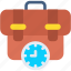briefcase, work, time, suitcase, clock, business 