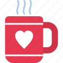 coffee, heart, hot, mug, tea, cup, work