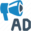 ad, megaphone, marketing, promotion, advertising, speaker, communication