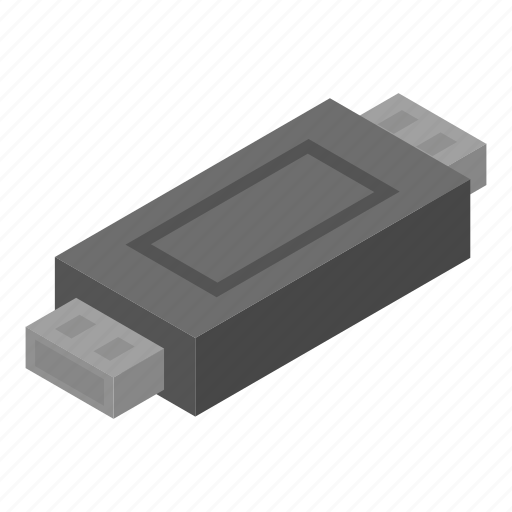Adapter, cartoon, computer, isometric, silhouette, socket, usb icon - Download on Iconfinder