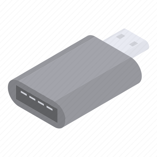 Adapter, c, cartoon, computer, isometric, type, usb icon - Download on Iconfinder