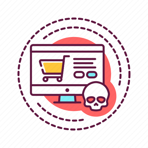 Addiction, bad, computer, habit, shopping, skull icon - Download on Iconfinder